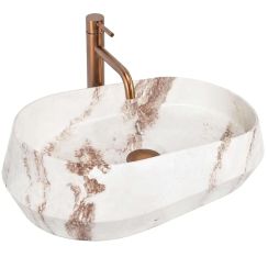 Rea Dune lavabo 59x38 cm sobre encimera gris/piedra-marrón/beige mate REA-U3540