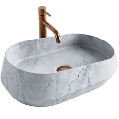 Rea Dune lavabo 59x38 cm sobre encimera gris/piedra mate REA-U3541