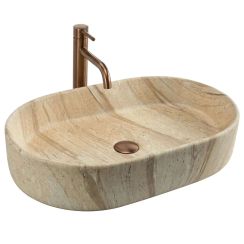 Rea Nadia lavabo 61x38.5 cm oval sobre encimera marrón/beige mate REA-U3526