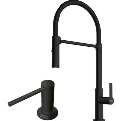 Conjunto grifo de cocina Franke Maris Slim Semi-Pro 115.0728.396, dispensador de líquidos Franke Comfort 112.0753.277