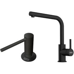 Conjunto grifo de cocina Franke Lina L 115.0693.393, dispensador de líquidos Franke Comfort 112.0753.277