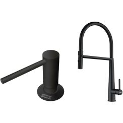 Conjunto grifo de cocina Franke Icon Semi-Pro 115.0690.598, dispensador de líquidos Franke Comfort 112.0753.277