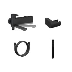 Ravak Chrome II grifo de bañera y ducha a pared negro X07S120