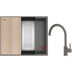 Conjunto fregadero de granito Franke Kanon 125.0749.658, grifo de cocina Franke Lina 115.0626.022