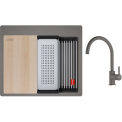 Conjunto fregadero de granito Franke Kanon 114.0749.558, grifo de cocina Franke Lina 115.0626.022
