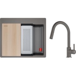 Conjunto fregadero de granito Franke Kanon 114.0749.558, grifo de cocina Franke Lina 115.0626.057