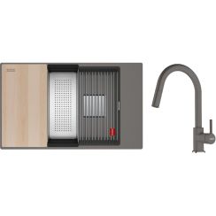 Conjunto fregadero de granito Franke Kanon 125.0749.668, grifo de cocina Franke Lina 115.0626.057
