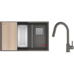 Conjunto fregadero de granito Franke Kanon 125.0749.678, grifo de cocina Franke Lina 115.0626.057