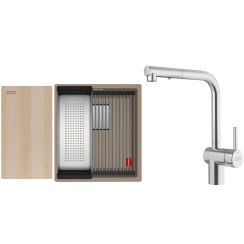 Conjunto fregadero de granito Franke Kanon 125.0749.647, grifo de cocina Franke Atlas Neo 115.0741.710