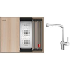 Conjunto fregadero de granito Franke Kanon 125.0749.657, grifo de cocina Franke Atlas Neo 115.0741.710