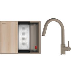 Conjunto fregadero de granito Franke Kanon 125.0749.657, grifo de cocina Franke Lina 115.0626.084