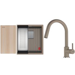 Conjunto fregadero de granito Franke Kanon 125.0749.647, grifo de cocina Franke Lina 115.0626.084