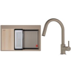 Conjunto fregadero de granito Franke Kanon 114.0749.637, grifo de cocina Franke Lina 115.0626.084