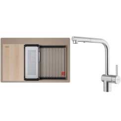 Conjunto fregadero de granito Franke Kanon 114.0749.637, grifo de cocina Franke Atlas Neo 115.0741.710