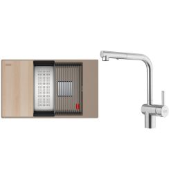 Conjunto fregadero de granito Franke Kanon 125.0749.667, grifo de cocina Franke Atlas Neo 115.0741.710