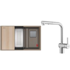 Conjunto fregadero de granito Franke Kanon 125.0749.677, grifo de cocina Franke Atlas Neo 115.0741.710