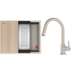Conjunto fregadero de granito Franke Kanon 125.0749.656, grifo de cocina Franke Lina 115.0626.082