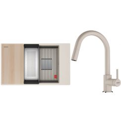 Conjunto fregadero de granito Franke Kanon 125.0749.666, grifo de cocina Franke Lina 115.0626.082