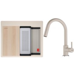 Conjunto fregadero de granito Franke Kanon 114.0749.556, grifo de cocina Franke Lina 115.0626.082