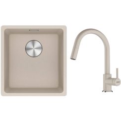 Conjunto fregadero de granito Franke Maris 125.0751.399, grifo de cocina Franke Lina 115.0626.082