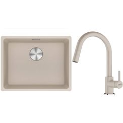 Conjunto fregadero de granito Franke Maris 125.0751.400, grifo de cocina Franke Lina 115.0626.082