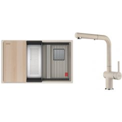 Conjunto fregadero de granito Franke Kanon 125.0749.676, grifo de cocina Franke Active 115.0653.388