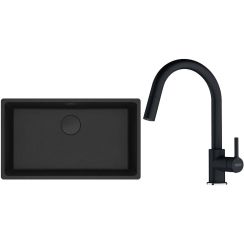 Conjunto fregadero de granito Franke Maris 125.0740.838, grifo de cocina Franke Lina 115.0626.055