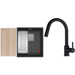 Conjunto fregadero de granito Franke Kanon 125.0749.650, grifo de cocina Franke Lina 115.0626.055
