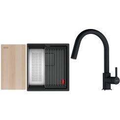 Conjunto fregadero de granito Franke Kanon 125.0749.654, grifo de cocina Franke Lina 115.0626.055