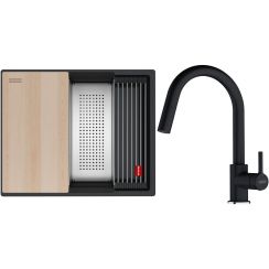 Conjunto fregadero de granito Franke Kanon 125.0749.664, grifo de cocina Franke Lina 115.0626.055