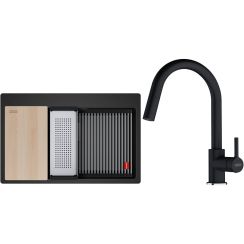Conjunto fregadero de granito Franke Kanon 114.0749.644, grifo de cocina Franke Lina 115.0626.055