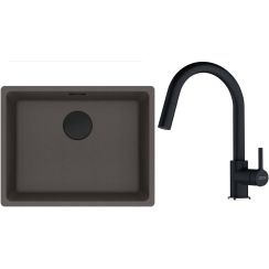 Conjunto fregadero de granito Franke Maris 125.0737.995, grifo de cocina Franke Lina 115.0626.055