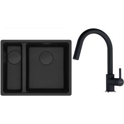 Conjunto fregadero de granito Franke Maris 125.0740.839, grifo de cocina Franke Lina 115.0626.055