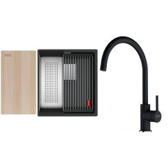 Conjunto fregadero de granito Franke Kanon 125.0749.650, grifo de cocina Franke Lina 115.0626.020