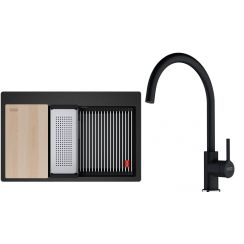 Conjunto fregadero de granito Franke Kanon 114.0749.644, grifo de cocina Franke Lina 115.0626.020
