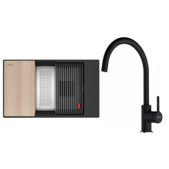 Conjunto fregadero de granito Franke Kanon 125.0749.674, grifo de cocina Franke Lina 115.0626.020