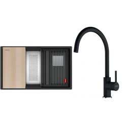 Conjunto fregadero de granito Franke Kanon 125.0749.680, grifo de cocina Franke Lina 115.0626.020