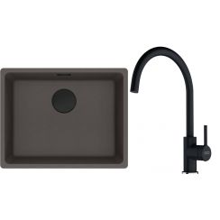 Conjunto fregadero de granito Franke Maris 125.0737.995, grifo de cocina Franke Lina 115.0626.020