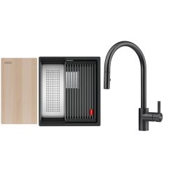 Conjunto fregadero de granito Franke Kanon 125.0749.650, grifo de cocina Franke Eos 115.0613.671