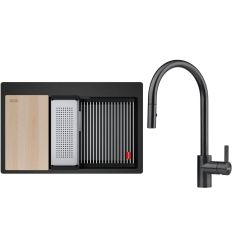 Conjunto fregadero de granito Franke Kanon 114.0749.640, grifo de cocina Franke Eos 115.0613.671