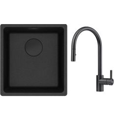 Conjunto grifo de cocina Franke Eos 115.0613.671, fregadero de granito Franke Maris 125.0740.843