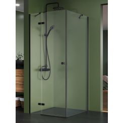 New Trendy Kalibra Black cabina de ducha 100x80 cm rectangular negro mate/vidrio transparente K-5044