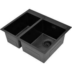 Ruvetti Masivo fregadero con dispensador 61x51 cm negro 5002M_PVD_BL65_W