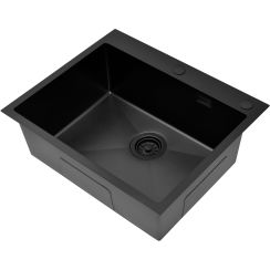 Ruvetti Masivo fregadero con dispensador 60x50 cm negro 5002M_PVD_BL60_W