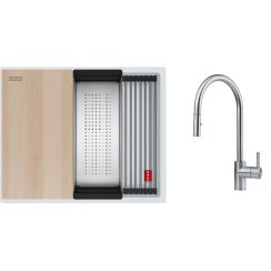 Conjunto fregadero de granito Franke Kanon 125.0749.655, grifo de cocina Franke Eos 115.0590.045