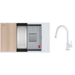 Conjunto fregadero de granito Franke Kanon 125.0749.665, grifo de cocina Franke Lina 115.0626.081