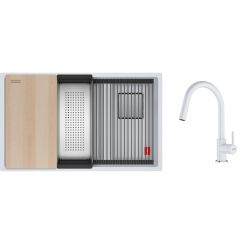 Conjunto fregadero de granito Franke Kanon 125.0749.675, grifo de cocina Franke Lina 115.0626.081