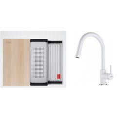 Conjunto fregadero de granito Franke Kanon 114.0749.555, grifo de cocina Franke Lina 115.0626.081