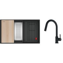 Conjunto fregadero de granito Franke Kanon 125.0749.682, grifo de cocina Franke Lina 115.0626.053