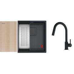 Conjunto fregadero de granito Franke Kanon 125.0749.652, grifo de cocina Franke Lina 115.0626.053